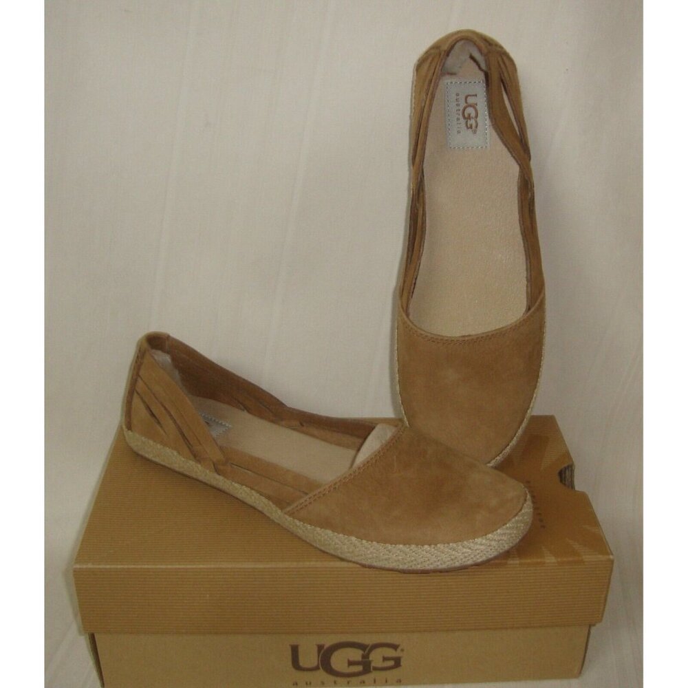 UGG CICILY Chestnut Espadrille Slip on Suede Flat Shoes Size US 9.5  NEW